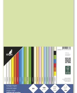 Kangaro Hellgrünes Tonpapier DIN A4 120g/m² FSC mix - 100 Pack - Brief- und Bastelpapier für DIY-Projekte