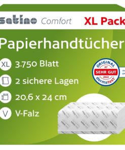 Satino |750 saugstark Papierhandtücher – fusselfrei & EU Ecolabel – für PT2 & H2