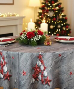 KAMACA Red Stars Tischdecke hochwertiges Druck-Motiv FLECKSCHUTZ für Winter Weihnachten (160x160 cm)