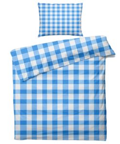 Blau Weiß Gingham Bettbezug 135 x 200 2er Set - Weiche & Angenehme Mikrofaser Bettwäsche Winter-T #152 Blau Weiß Gingh