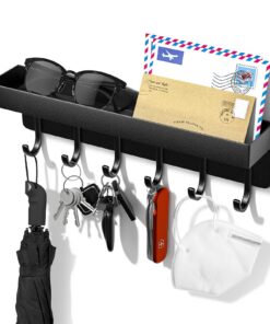 Schlüsselbrett mit Ablage & 6 Haken Ohne Bohren - Platzsparender Organizer für Eingang & Küche
