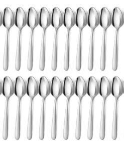 BEWOS Silber Edelstahl Suppenlöffel Set, 8 Zoll Löffel für Haus und Küche, Spülmaschinenfest, Spiegelpoliert, Spureinlau