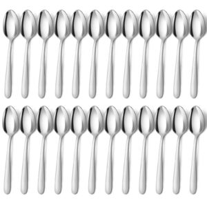 BEWOS Silber Edelstahl Suppenlöffel Set, 8 Zoll Löffel für Haus und Küche, Spülmaschinenfest, Spiegelpoliert, Spureinlau
