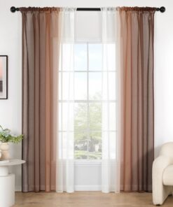 MIULEE Transparente Gardine Wohnzimmer Hellkaffee Zweifarbiger Schiebevorhang 2er Set 140x225cm