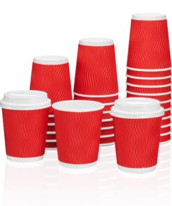 Kaffeebecher To Go 200ml ohne Deckel | Coffee To Go Becher, 0,2l, Rot