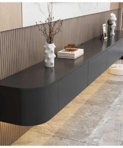 Wandmontierter TV-Schrank Schwarz 120cm für Wohnzimmer und Büro | Schwimmender Wand-TV-Schrank Mit Türen 120cm für Wohn