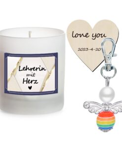 Lehrerin Geschenk Duftkerze Geburtstag Schutzengel Schlüsselanhänger