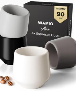 MIAMIOM-Tassen: Keramische Espresso-Tassen 4er Set (90 ml), dickwandig, Pastellkollektion für Luxusbegeisternde