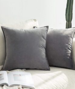 MIULEE 2er Set Dunkelgrau Flansch Kissenbezug für Wohn- und Schlafzimmer Dekokissen mit Umwickelte Kante