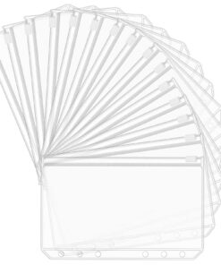 Moinkerin 12 Stücke A5 Binder Taschen Wasserdichte für Dokumente und Notizbücher mit Reißverschluss und Durchsichtigen P