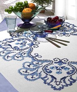 KAMACA Kreuzstitch Kit Baumwoll Stickpackung Erwachsene (Klassische Blumen MD 80x80 cm) KAMACA Vorgezeichnetes Stickse