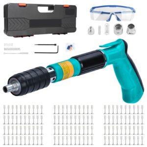 **Nail Gun Tool mit 110 Runden Nägeln für Betonarbeiten, Stahl & Holz, Hochleistungs Schalldämpfer Bolzenschussgerät 5-