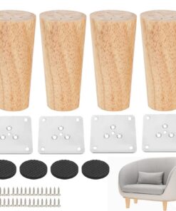 **4 Stück Konisch Möbelbeine Holz 10 cm für Sofa, Bett, Schrank, Tisch und Stuhl mit Montageplatten und Schrauben** | *