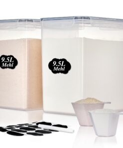 Vtopmart 2er Set Groß Mehl Aufbewahrung 9.5L Luftdicht BPA-frei für Küche Mehl Zucker Reis