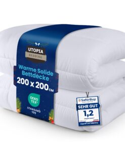 Utopia Bedding Weiß Ganzjahresbettdecke 200 x 200 cm, atmungsaktiv, super weich, OEKO-TEX