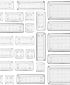 Binnan Schubladen Organizer Transparent 25 Stück 4 Größen für Küche Badezimmer Make-up