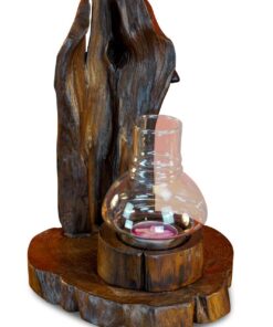 RootWood Windlicht - Teelichthalter aus Wurzelholz - 27cm Tischdeko, Gartendeko oder als Geschenk (Braun) RootWood Win