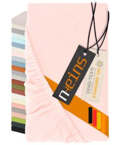 NplusEins Spannbettlaken - Feinbiber aus 100% Baumwolle 90-100 x 200 cm, Hellrosa | Made in Germany