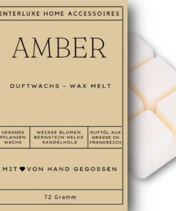 Interluxe Duftwachs Duft Amber angenehm duftend Wachs mit Duftöl 100% pflanzlich