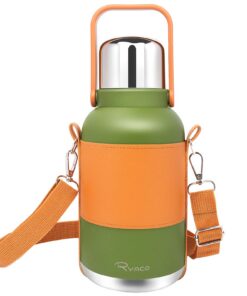 RYACO 1,2l Edelstahl Thermoskanne - BPA Frei - Haltestabilität 12-24 Std. - Auslaufsicherer Deckel für Fitness, Camping