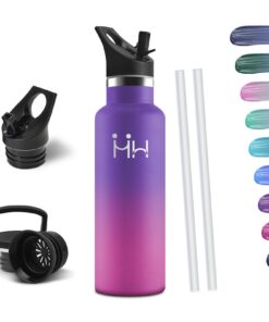 HoneyHolly Edelstahl Thermosflasche 500ml BPA-frei Auslaufsicher Doppelwandig mit Strohhalm Kohlensäure-geeignet