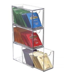 SUMTree Transparente Acryl-Aufbewahrungsbox mit 3 Schubladen für Frisierzubehör | SUMTree Acryl Teebeutel-Schubladen-Or