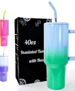 AGH Life Doppelwandiger Edelstahl Thermobecher 40oz für Reise und Every-Day-Use mit Henkel und Strohhalm, isolierter Kaf
