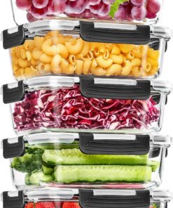Skroam Glas-Frischhaltedosen Set für Lebensmittel,10Teile (5 Deckel & 5 Behälter) - Spülmaschinen, Mikrowellen & Gefrier