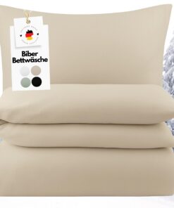 Carpe Sonno Biber Bettwäsche 100% Baumwolle - Flanell - Winterkuschelig Kissen und Decke | Made in Germany | 135x200cm B