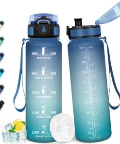 HoneyHolly Trinkflasche 1L Auslaufsicher mit Zeitmarkierung für Fitness Outdoor Sport