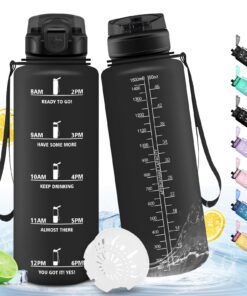 HoneyHolly Sport Trinkflasche 1.5L mit Zeitmarkierung Auslaufsicher Kohlensäure geeignet