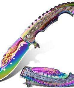 Bunte Klappmesser für Männer als coolestes Geschenk zum Outdoor Überleben | 3D Meerjungfrau Titanplattiertes Klappmesse