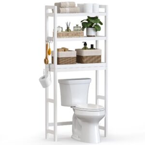 SONGMICS Badezimmerregal für über die Toilette - Weiß BTS01WT - 3 Ebenen, verstellbare Einlegeböden, Belastung 15 kg/Ebe