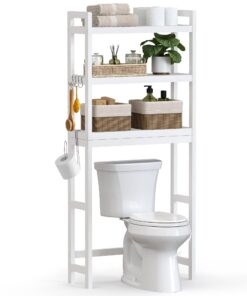 SONGMICS Badezimmerregal für über die Toilette - Weiß BTS01WT - 3 Ebenen, verstellbare Einlegeböden, Belastung 15 kg/Ebe