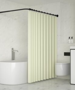 YOFOQ verstellbare L-förmige Duschstange, Edelstahl-Ecke, Badewanne mit 16 Duschvorhangring, perfekt für das Bad.