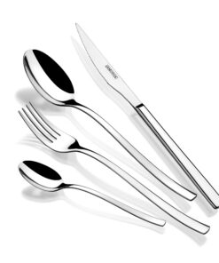 Monix Genova Besteck-Set 24-teilig Silber | Edelstahl 18/10 | modernes Design | für 6 Personen | dickes Steakmesser | gl