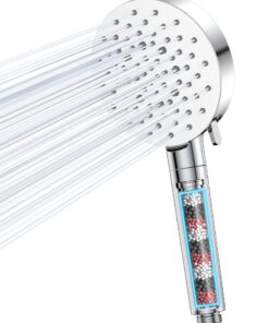 VOXON Wassersparender Duschkopf mit Filter für Hartes Wasser - 6 Strahlarten, Hochdruck & 3-Lagen-Filtration - Ideal für