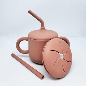 Cubble 2-in-1 Trainingsbecher-Set - 100% Lebensmittel-Silikon, Strohhalm, 200 ml, Snackbecher für Säuglinge und Kleinkin