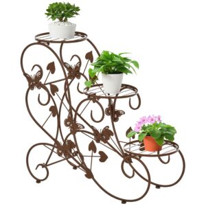 Outsunny Blumenständer, Pflanzenregal, französischer Stil, ideal für Grüner, im Garden, robust metalls, bronze gefertigt