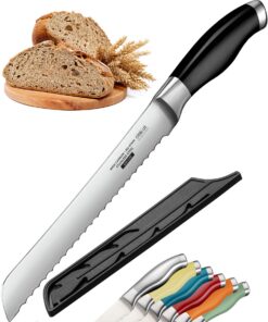 Orblue Ultrascharfes Brotmesser aus Edelstahl – Ideal für Professionelle und Liebhaber, Schwarze Klinge, 12 cm