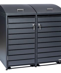Zelsius Mülltonnenbox 2er Mülltonne mit abgerundetem Deckel | 120-240 Liter | Anthrazit RAL7016 | inkl. Erweiterungsmögl