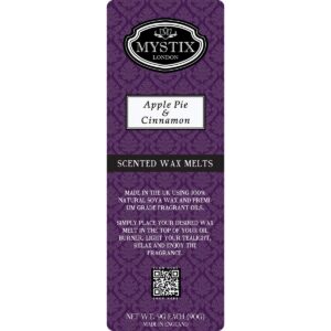 Mystix London Apple Pie & Cinnamon Wax Melts Clamshell 90g | 100% natürliches Sojawachs | Beruhigende Atmosphäre für Aro