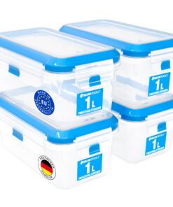 ATHLON TOOLS Vorratsdosen für Kühlschrank - 4x 1L Luftdicht - BPA-frei - Gastro-Qualität