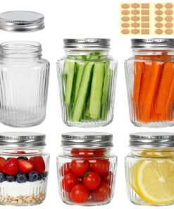 6 Stück Luftdichte Einweckgläser für Marmelade und Süßigkeiten mit Schraubdeckel und Etiketten (8,8/17,6 oz) 6 Stück M