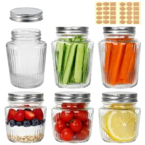 6 Stück Luftdichte Einweckgläser für Marmelade und Süßigkeiten mit Schraubdeckel und Etiketten (8,8/17,6 oz) 6 Stück M