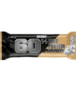 Weider 60% Proteinriegel - Hochproteinhaltig, wenig Zucker, BCAAs & Zink - Ideal für Muskelwachstum - 24er Pack - Cookie