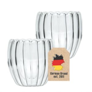 Intirilife 2x Doppelwandige Thermot Gläser -hitzebeständiges Tee Kaffee Glas ohne Henkel - Cappuccino Latte Ideal für Te