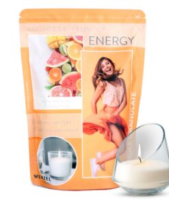 Wenzel Granulatweiß Kerzenwachs 400g – Zitrusfrüchte Duft – Energy DIY Set – Kerzensand & Dochte inkl. Anleitung – Made