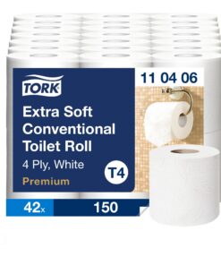 Tork extra weiches Kleinrollen Toilettenpapier, Premium, Familienwertig, für jedes Haus, Duftfrei, 42 x 150 Blatt, 4‑lag
