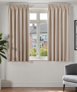 TOPICK Gardinen mit Kräuselband Beige 100% Verdunklungsvorhänge für Wohnzimmer und Schlafzimmer